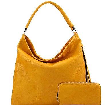 Stylish Side Zipper Pocket 2-Way Hobo Wallet SET MH-LH0951W