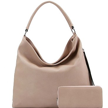 Stylish Side Zipper Pocket 2-Way Hobo Wallet SET MH-LH0951W