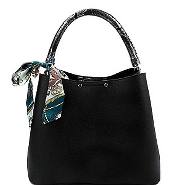 Stylish Scarf Accent 3-Compartment Snake Print Detail Hobo MH-LHJ003