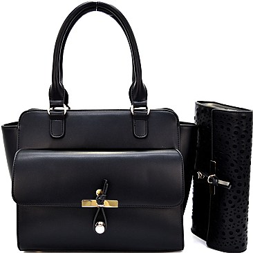 LHU024-LP Front Pocket Satchel with Laser-cut Clutch SET