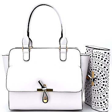 LHU024-LP Front Pocket Satchel with Laser-cut Clutch SET