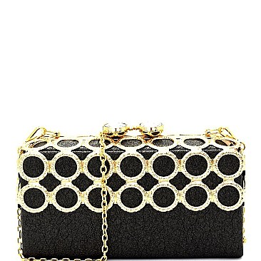 LHU029-LP Metal Ring Accent Luxury Frame Large Clutch