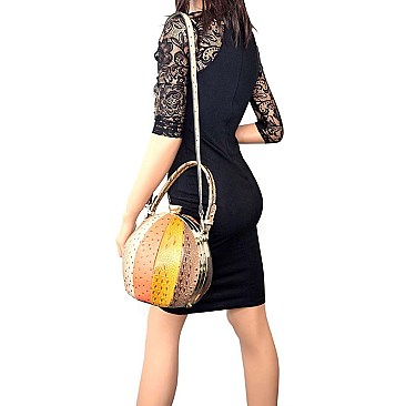 Ostrich Print Patchwork Ball-Shaped Unique Satchel RZ-LHU0791