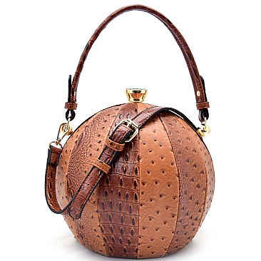 Ostrich Print Patchwork Ball-Shaped Unique Satchel RZ-LHU0791