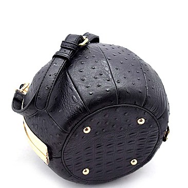 Ostrich Print Patchwork Ball-Shaped Unique Satchel RZ-LHU0791