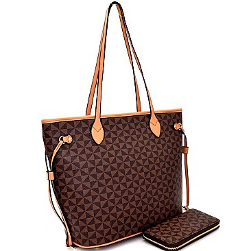 LHU0901W-LP Monogram Two-Tone Shopper Tote Wallet SET