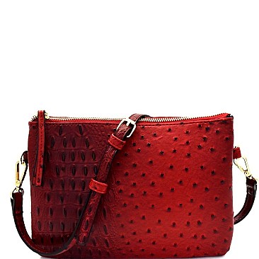 Ostrich Embossed 5-Compartment Cross Body