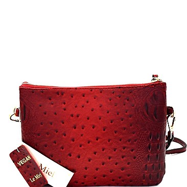 Ostrich Embossed 5-Compartment Cross Body