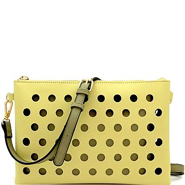 Perforated Color Block 2 in 1 Clutch Shoulder Bag  MH-LHU200