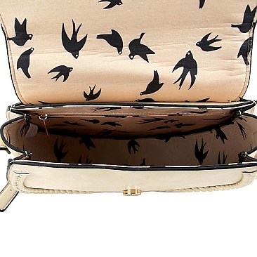 Stylish Tassel Accent Braided Cross Body Saddle Bag MH-LHU230