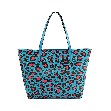 Leopard-Cow-Sunflower Printed Fringed 2-in-1 Shopper