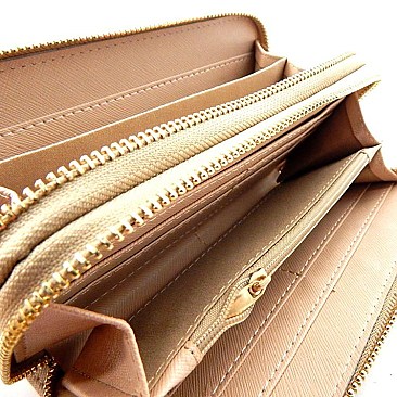 Stripe Double Zipper 2 Tone Wallet