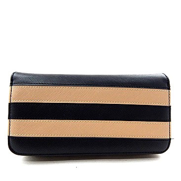 Stripe Double Zipper 2 Tone Wallet