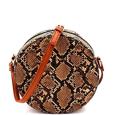 ROUND SNAKE PRINT CROSS BODY