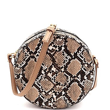 ROUND SNAKE PRINT CROSS BODY