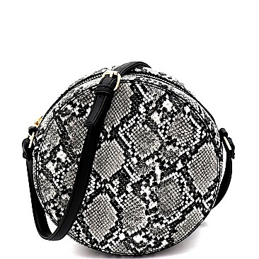 ROUND SNAKE PRINT CROSS BODY
