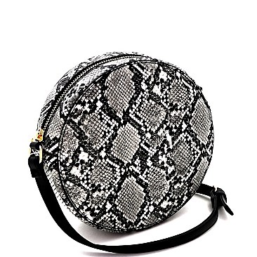 ROUND SNAKE PRINT CROSS BODY
