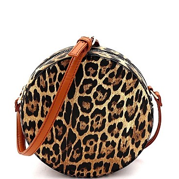 ROUND LEOPARD PRINT CROSS BODY