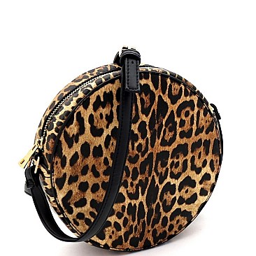 ROUND LEOPARD PRINT CROSS BODY