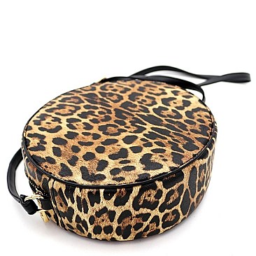 ROUND LEOPARD PRINT CROSS BODY