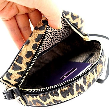 ROUND LEOPARD PRINT CROSS BODY