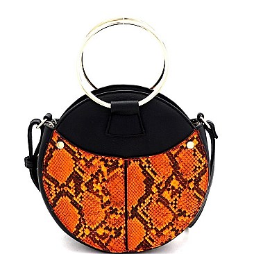 Neon Snake Print Round Satchel