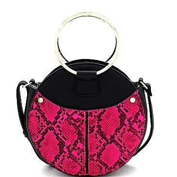 Neon Snake Print Round Satchel