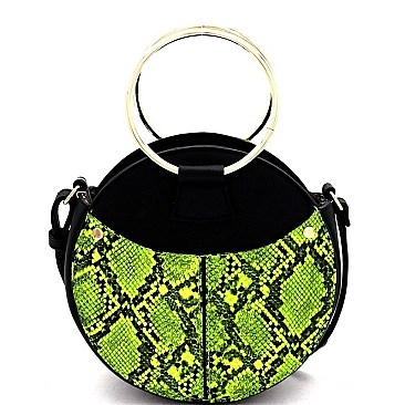 Neon Snake Print Round Satchel