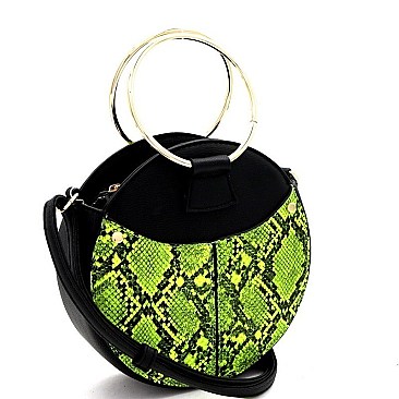 Neon Snake Print Round Satchel
