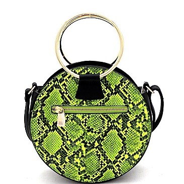 Neon Snake Print Round Satchel