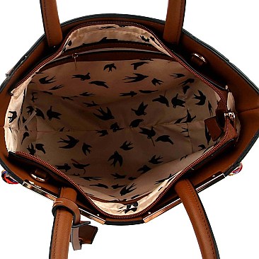 Chic Scarf Whip Stitched 2-Way Wing Satchel Wallet SET MH-LMS0751