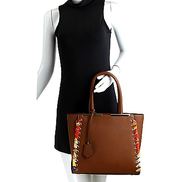 Chic Scarf Whip Stitched 2-Way Wing Satchel Wallet SET MH-LMS0751
