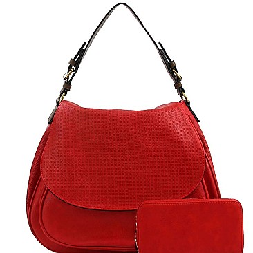 CHILLX Perforated Flap Satchel Wallet SET  MH-LMS0761W