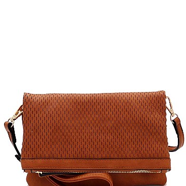Trendy Perforated Fold-over Flap 3-Way Clutch Cross Body JY-LMS094