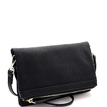 Trendy Perforated Fold-over Flap 3-Way Clutch Cross Body JY-LMS094