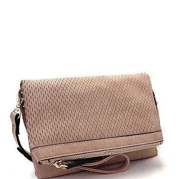 Trendy Perforated Fold-over Flap 3-Way Clutch Cross Body JY-LMS094