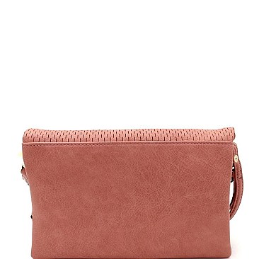 Trendy Perforated Fold-over Flap 3-Way Clutch Cross Body JY-LMS094