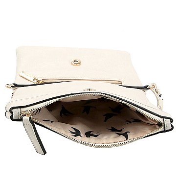 Trendy Perforated Fold-over Flap 3-Way Clutch Cross Body JY-LMS094