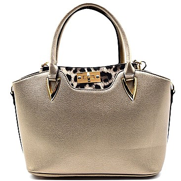 LOL019-LP Leopard Print Messenger 2 in 1 Tote