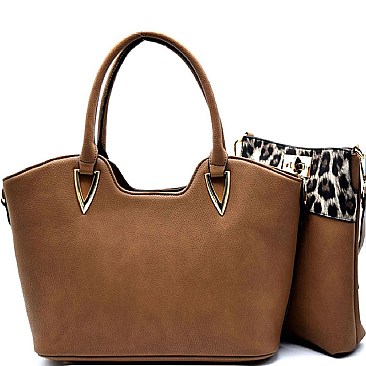 LOL019-LP Leopard Print Messenger 2 in 1 Tote