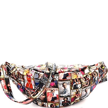 Magazine Print Patent Fashion Fanny Pack LOV001-LP