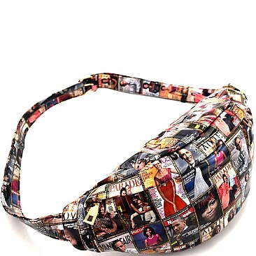 Magazine Print Patent Fashion Fanny Pack LOV001-LP