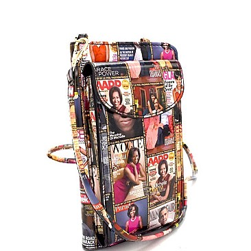 Magazine Print Versatile Wallet Compartment Cellphone Holder Cross Body