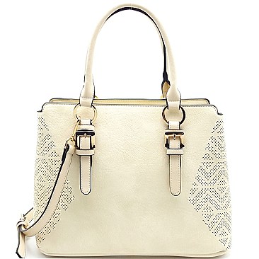 LP047-LP Laser-cut Accent Belted Strap Satchel