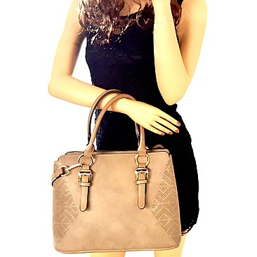 LP047-LP Laser-cut Accent Belted Strap Satchel