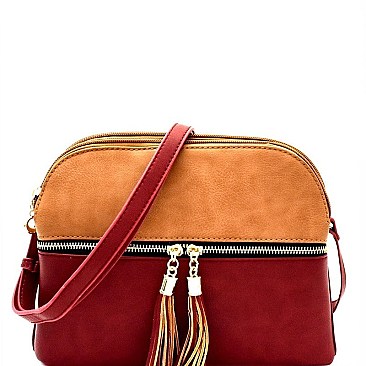 Multi-Compartment Two-Tone Crossbody Messenger