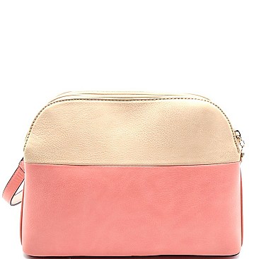 Multi-Compartment Two-Tone Crossbody Messenger