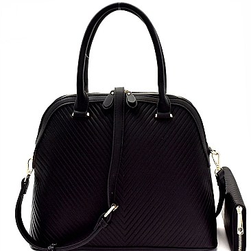 Chevron Pattern Dome Satchel Wallet SET MH-LP0711W