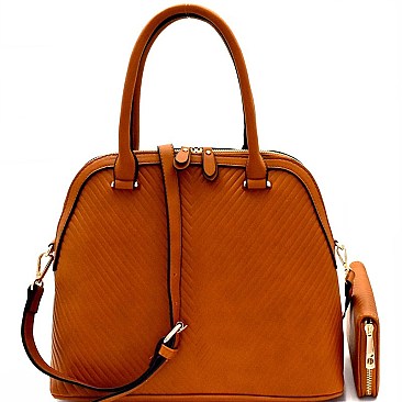 Chevron Pattern Dome Satchel Wallet SET MH-LP0711W