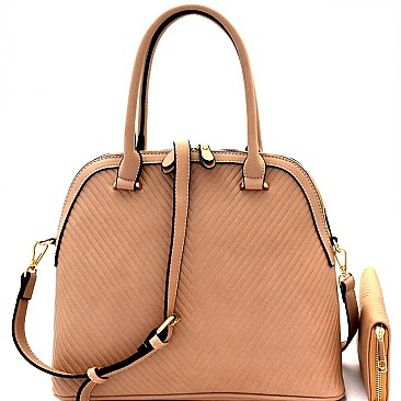 Chevron Pattern Dome Satchel Wallet SET MH-LP0711W